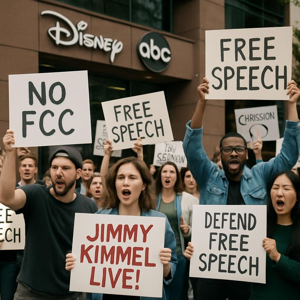 Protesters supporting Kimmel